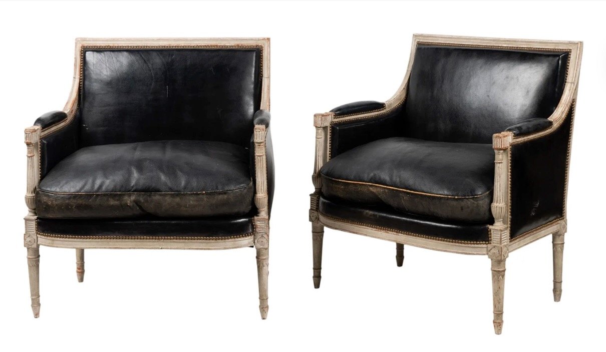 Pair French Early 19th Century Directoire/Empire Bergeres,