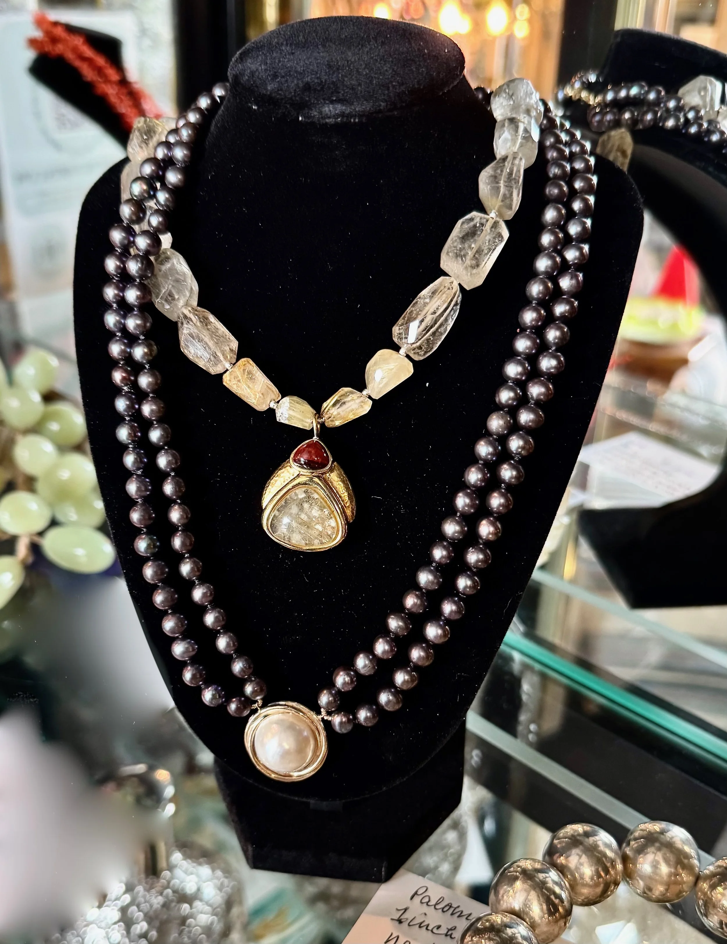 Black Pearl and Mabe Pearl Necklace