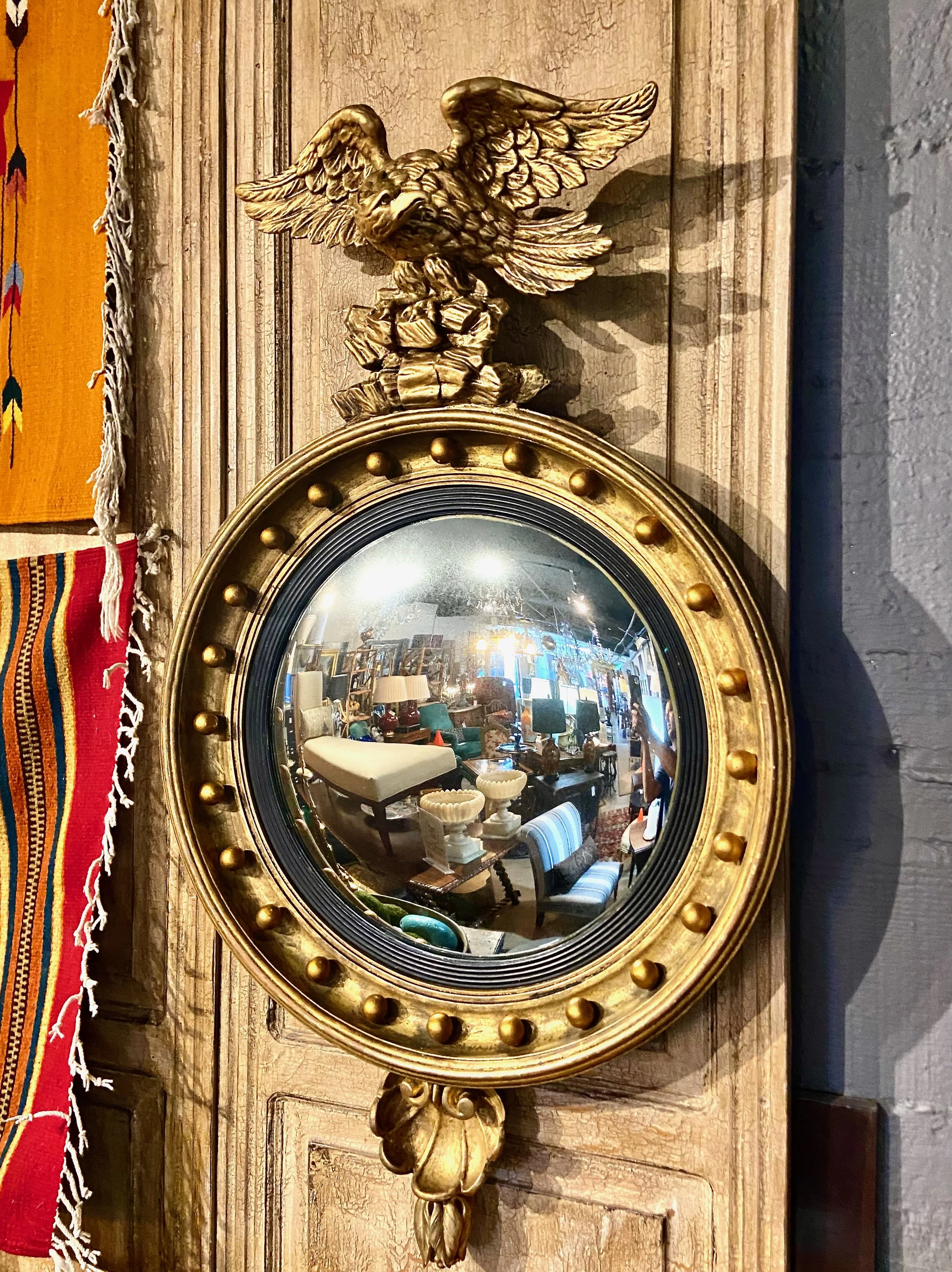 Regency Period Giltwood Convex Eagle Mirror, c. 1820-1825, England