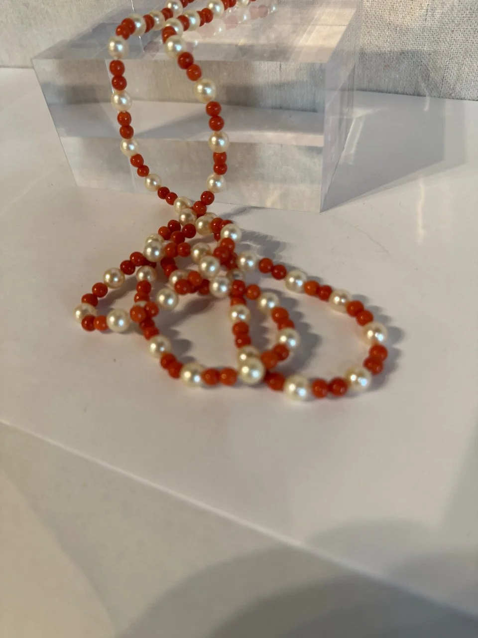 Pearl & coral long beads - 1.jpeg