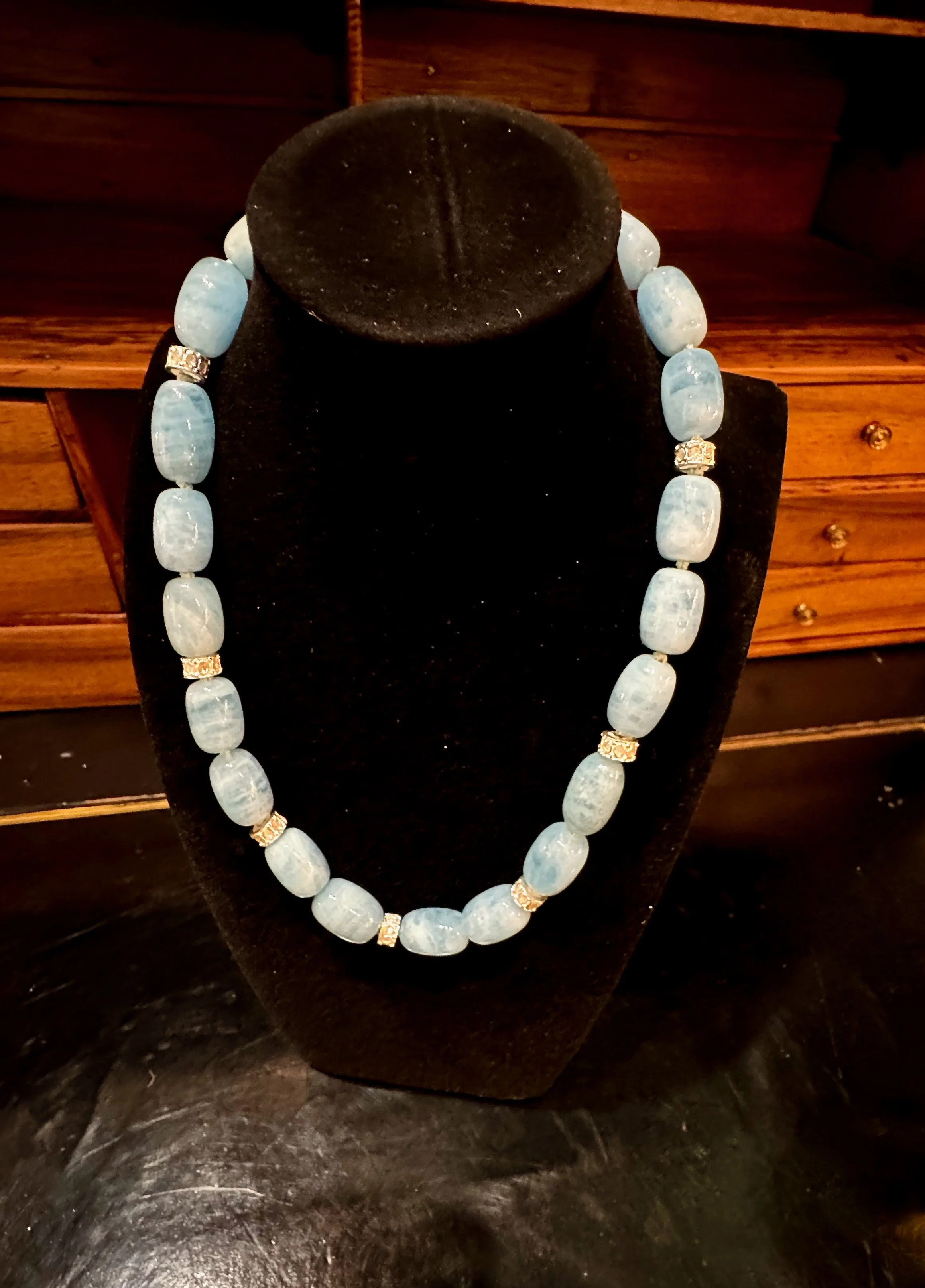 large aquamarine & diamond beaded necklace - 1.jpeg