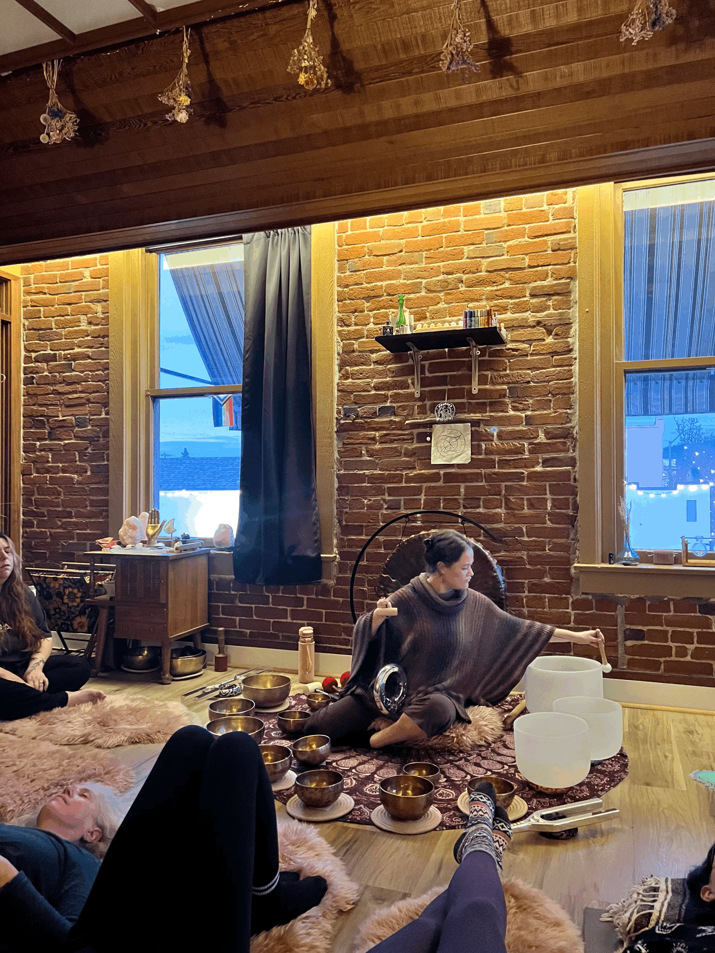 Group sound bath at Inward Bound Wellness in Ashland