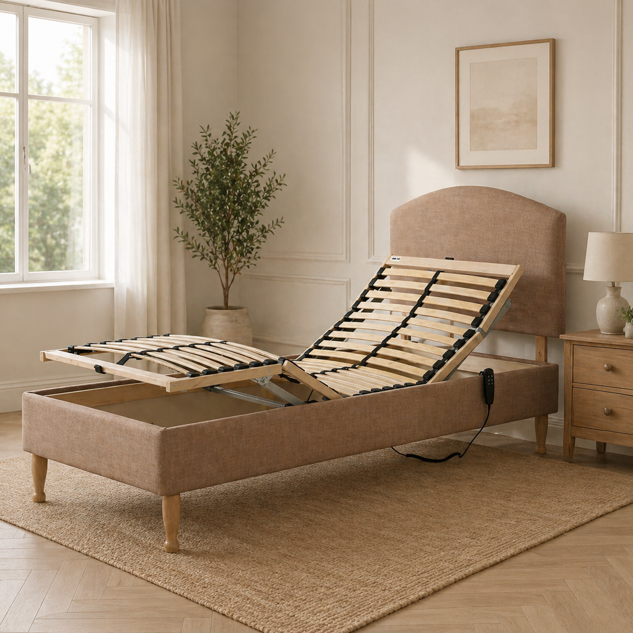 AAB Shallow Base — slim profile adjustable bed on legs