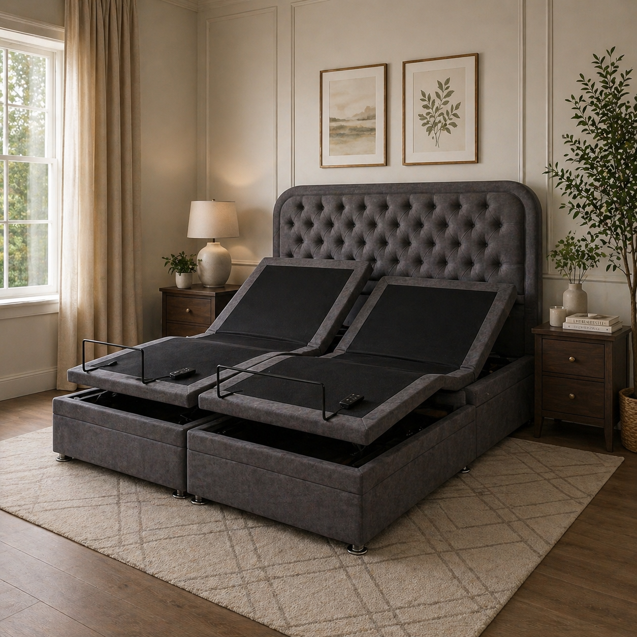 Adjustable bed with dual massage feature