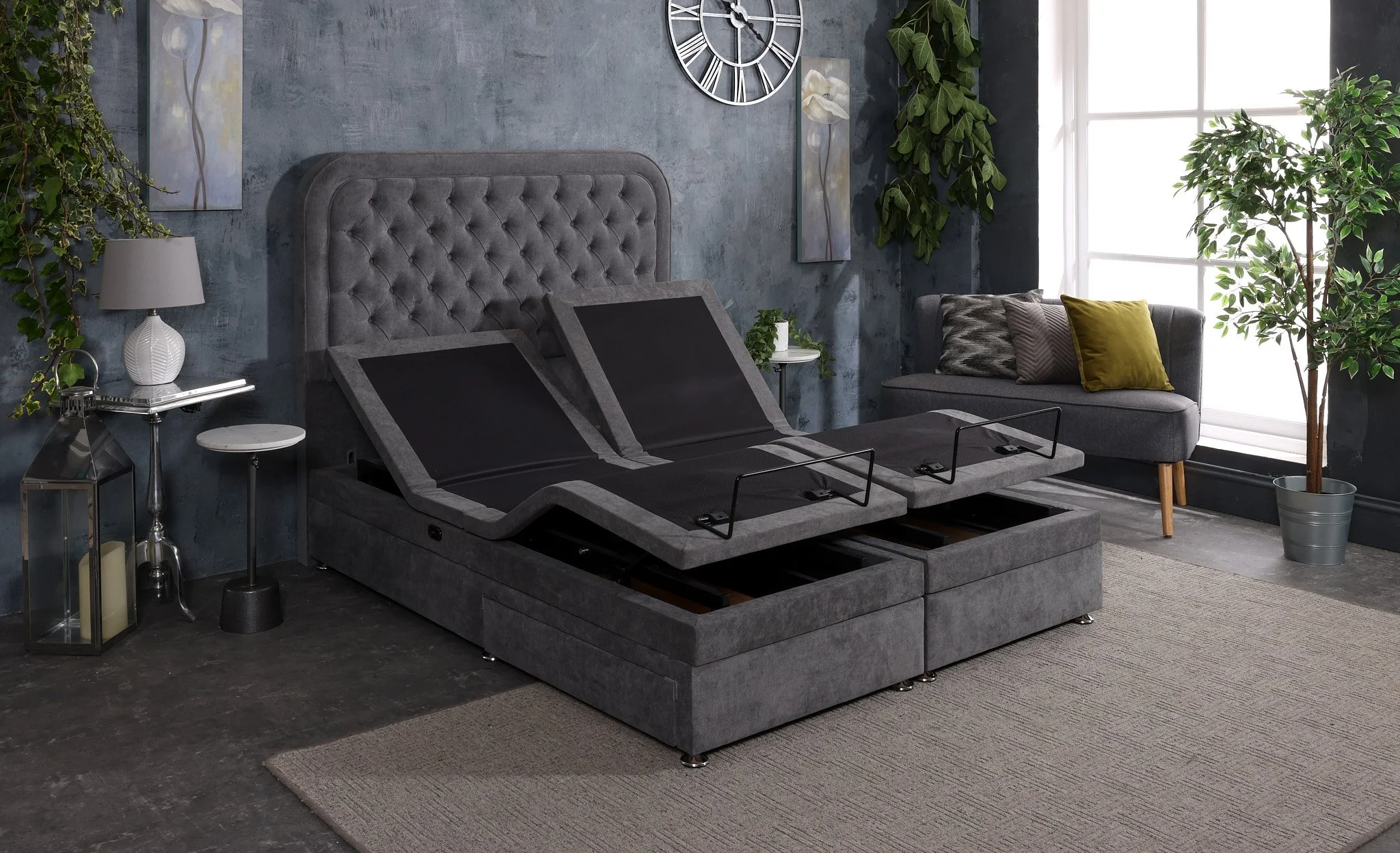 Adjustable bed in foot recline mode for improved circulation