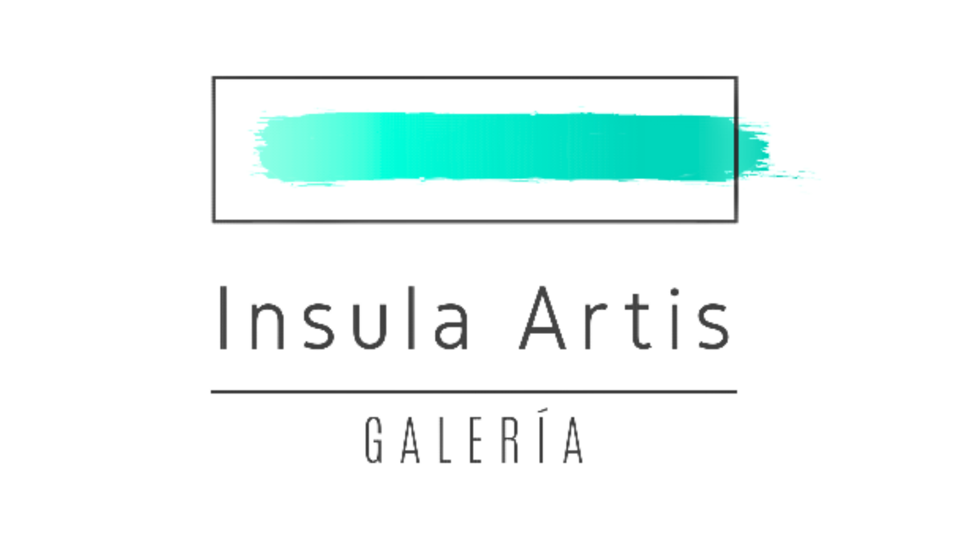Logotipo de Galería Insula Artis con un diseño de pincelada azul arriba y texto en negro debajo.