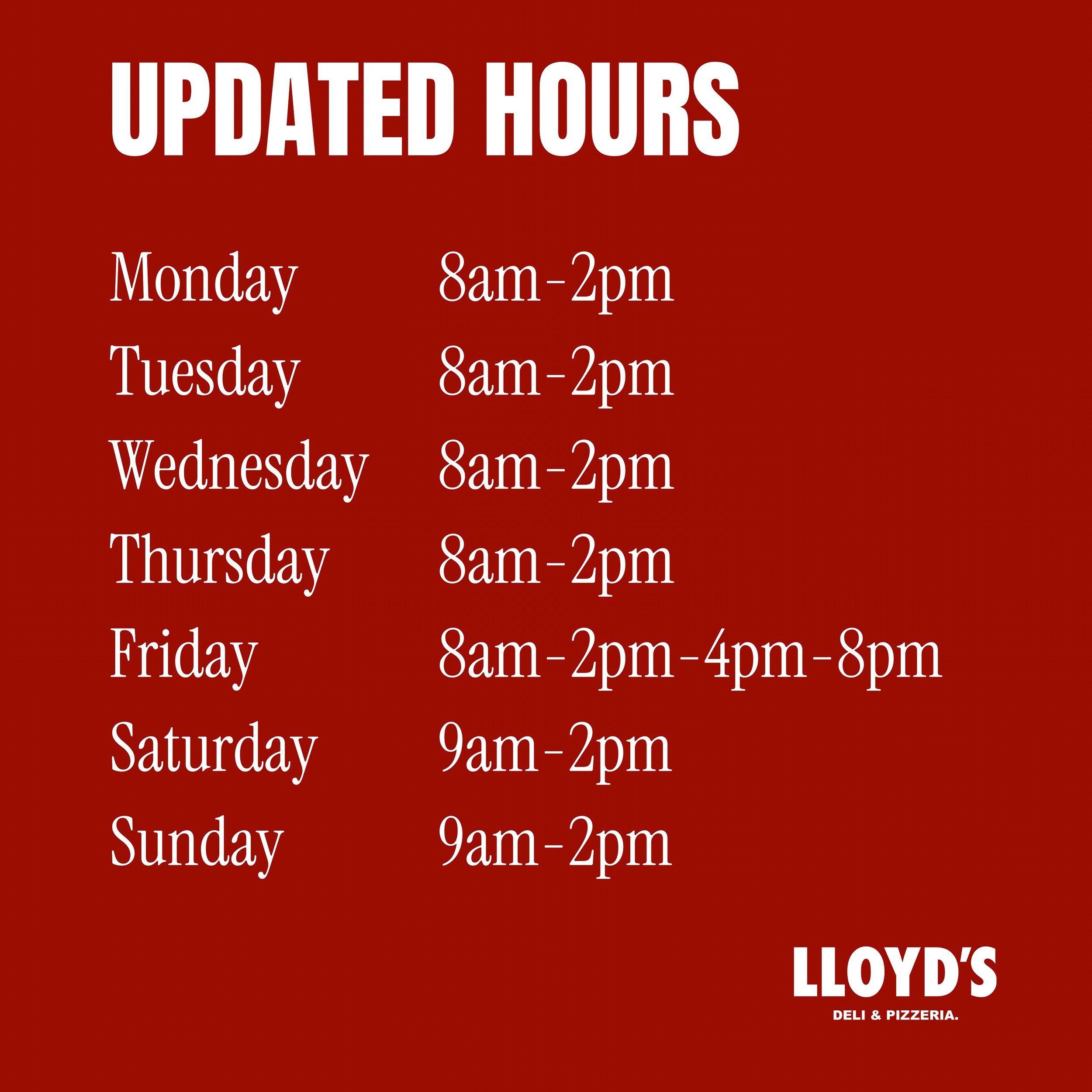 Updated hours 🙏🏼