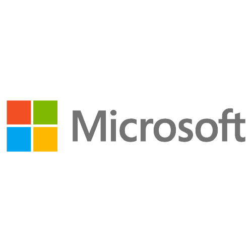 Microsoft logo with four colored squares and the word 'Microsoft'