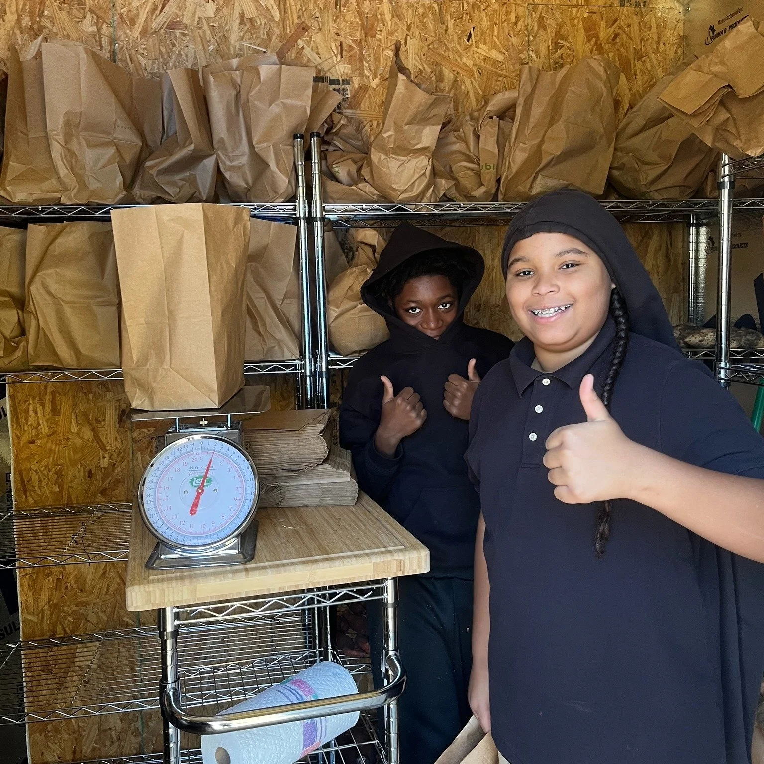 Students have been involved in all steps to ready the sweet potatoes for distribution. Families will receive 2 pounds of Covington and O'Brien sweet potatoes to enjoy for Thanksgiving. Growing together for one another. #heritagecommunityfarm #WBMS