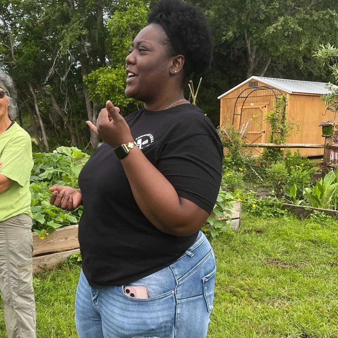 Whale Branch Middle School Alumna Latara Grant, class of 2002, came to meet the students on Farming Friday. Latana shared stories about the greenhouse, the gardens, the environmental trail, and even a campout at the school. To this day, she loves to 