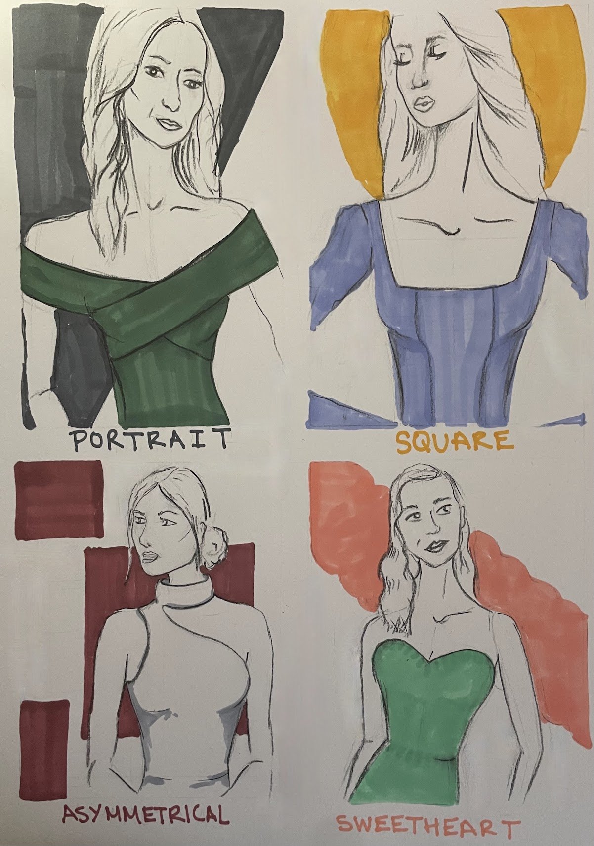 Marker Study in Necklines II