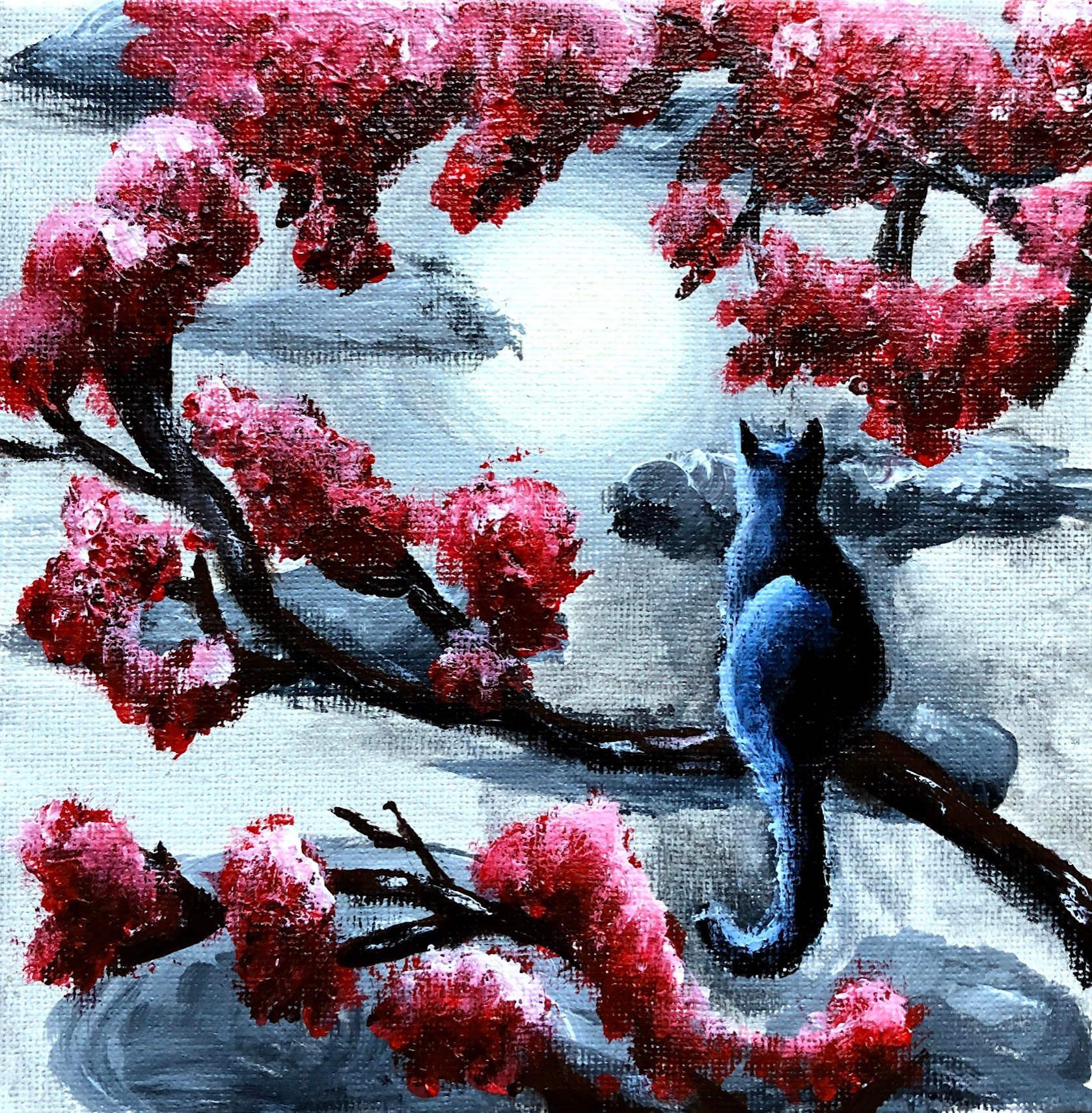 Acrylic Cat in a Tree