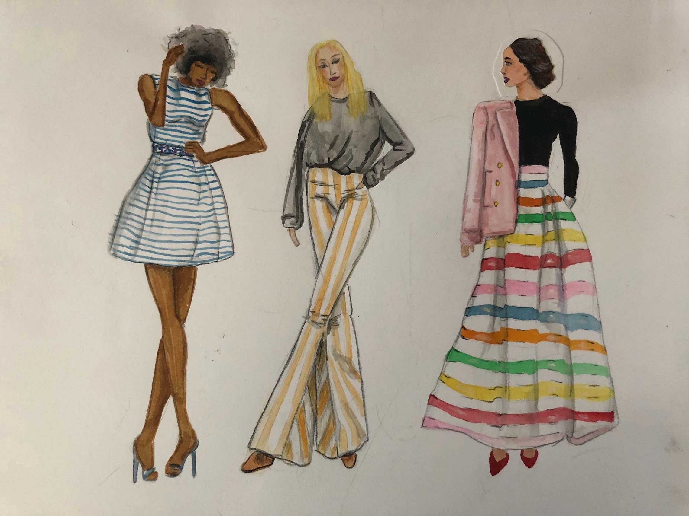 Gouache Study in Stripes