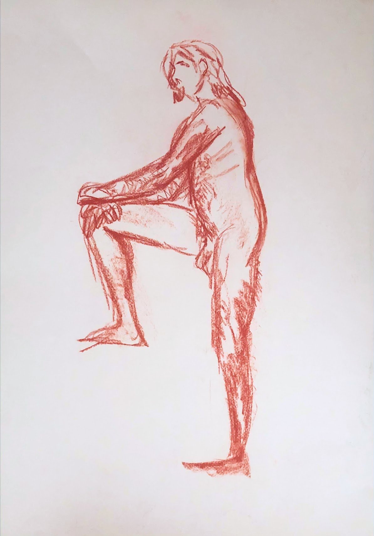 Colored Chalk Nude Figure