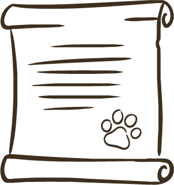 Dog wedding certificate signed with a paw print
