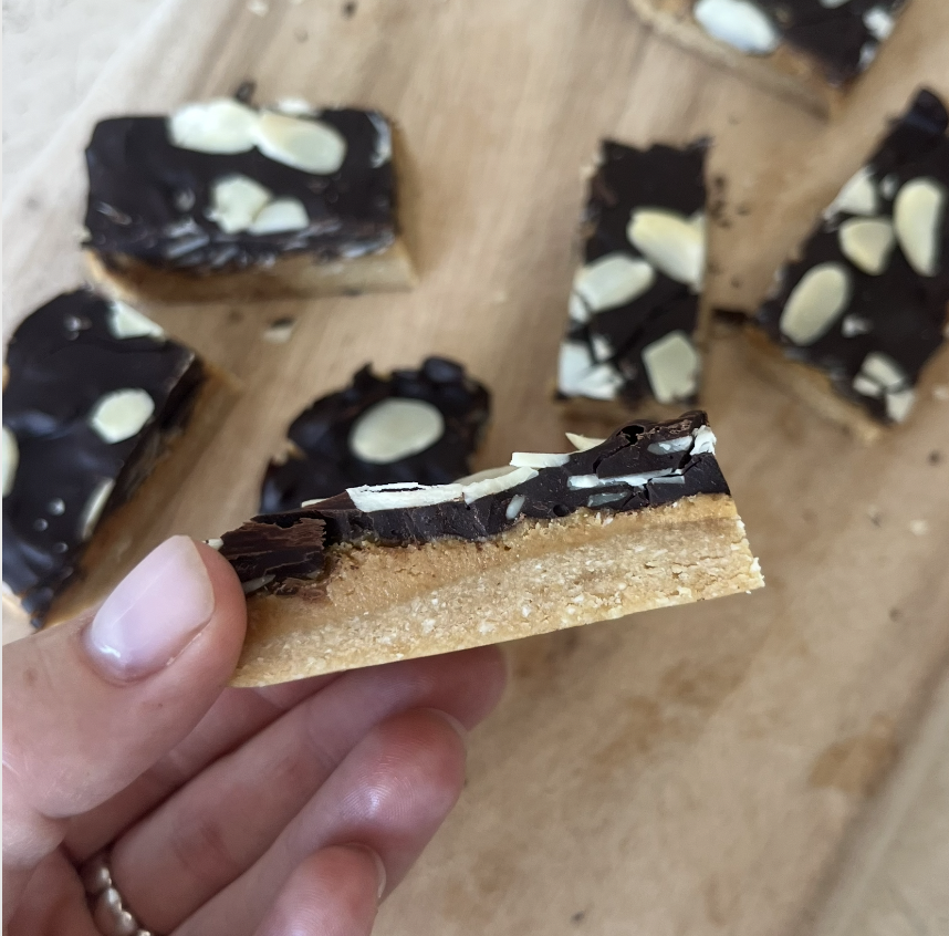 Nutty caramel slice