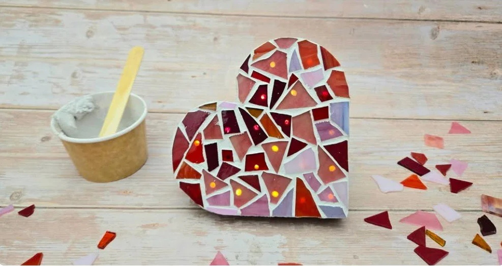 Lighted Mosaic Hearts at the Inclusive Bean