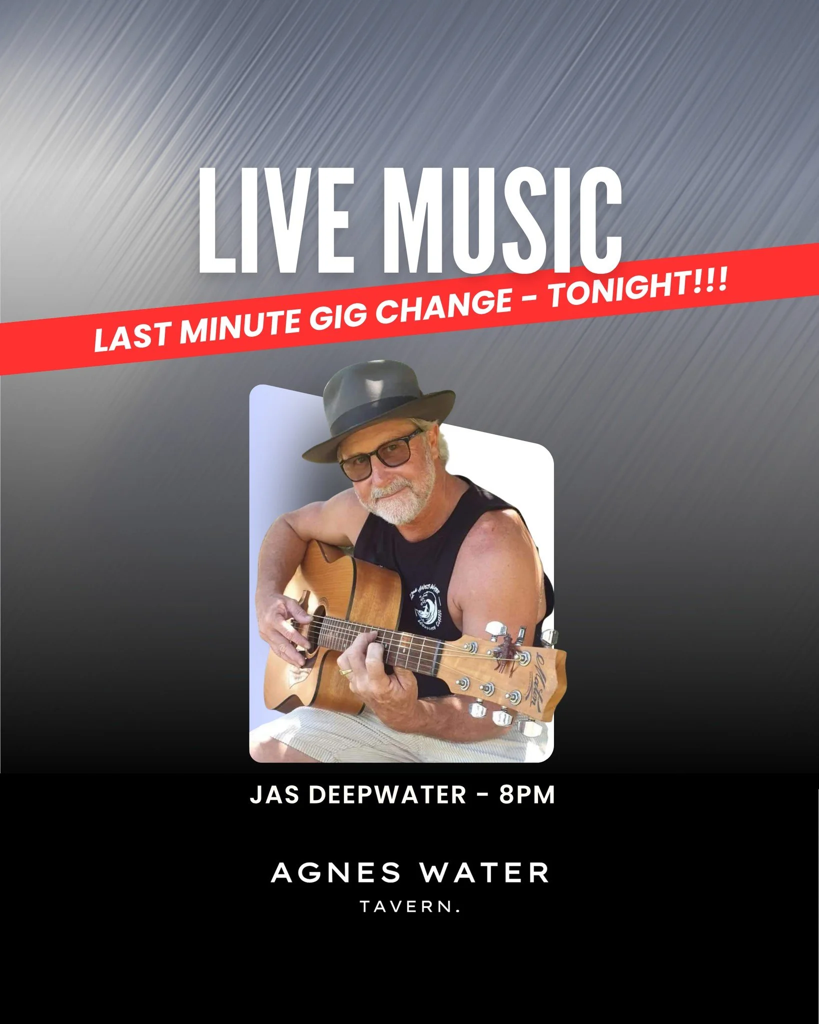 🎤 𝐆𝐢𝐠 𝐔𝐩𝐝𝐚𝐭𝐞!
Due to unforeseen circumstances, Abby Skye and the Batman won&rsquo;t be performing tonight - but we&rsquo;ve got 𝐉𝐀𝐒 𝐃𝐄𝐄𝐏𝐖𝐀𝐓𝐄𝐑 stepping in to keep the good vibes going 🎶

Join us from 8pm for a night of great tun