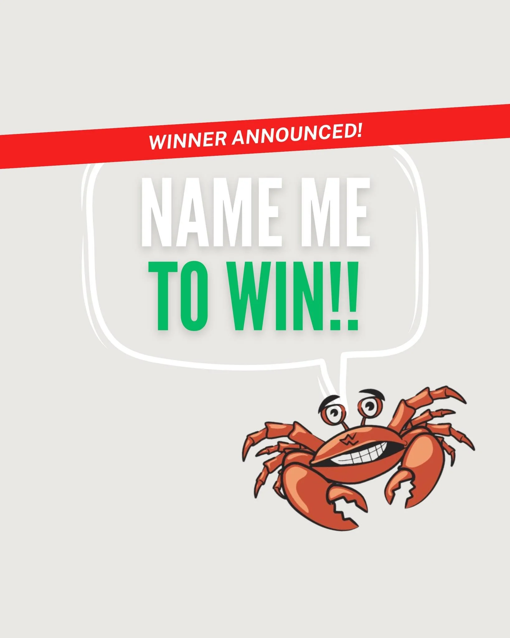 𝗔𝗻𝗻𝗼𝘂𝗻𝗰𝗶𝗻𝗴 𝘁𝗵𝗲 𝗪𝗶𝗻𝗻𝗲𝗿 𝗼𝗳 𝗢𝘂𝗿 '𝗡𝗮𝗺𝗲 𝘁𝗵𝗲 𝗖𝗿𝗮𝗯' 𝗖𝗼𝗻𝘁𝗲𝘀𝘁! 

Congratulations to Cooper Wolfe for the winning entry: 𝐂𝐥𝐚𝐰𝐩𝐭𝐢𝐦𝐮𝐬 𝐏𝐫𝐢𝐦𝐞

A clever and catchy name that stole the show. Cooper, your $50 T