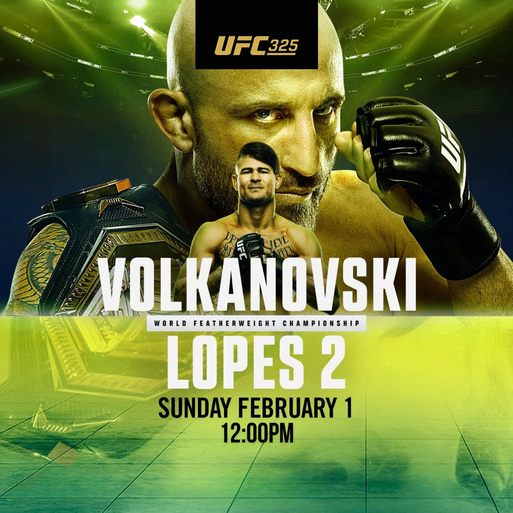 🥊 𝗨𝗙𝗖 𝟯𝟮𝟱 - 𝗟𝗜𝗩𝗘 &amp; 𝗟𝗢𝗨𝗗 𝗮𝘁 𝗔𝗴𝗻𝗲𝘀 𝗪𝗮𝘁𝗲𝗿 𝗧𝗮𝘃𝗲𝗿𝗻 🥊

𝘼𝙡𝙚𝙭𝙖𝙣𝙙𝙚𝙧 𝙑𝙤𝙡𝙠𝙖𝙣𝙤𝙫𝙨𝙠𝙞 𝙫𝙨 𝘿𝙞𝙚𝙜𝙤 𝙇𝙤𝙥𝙚𝙨 𝙄𝙄
🔥 Featherweight Title Bout

📺 Watch it loud and live on our screens!

📅 𝘿𝙖𝙩𝙚: 1st 