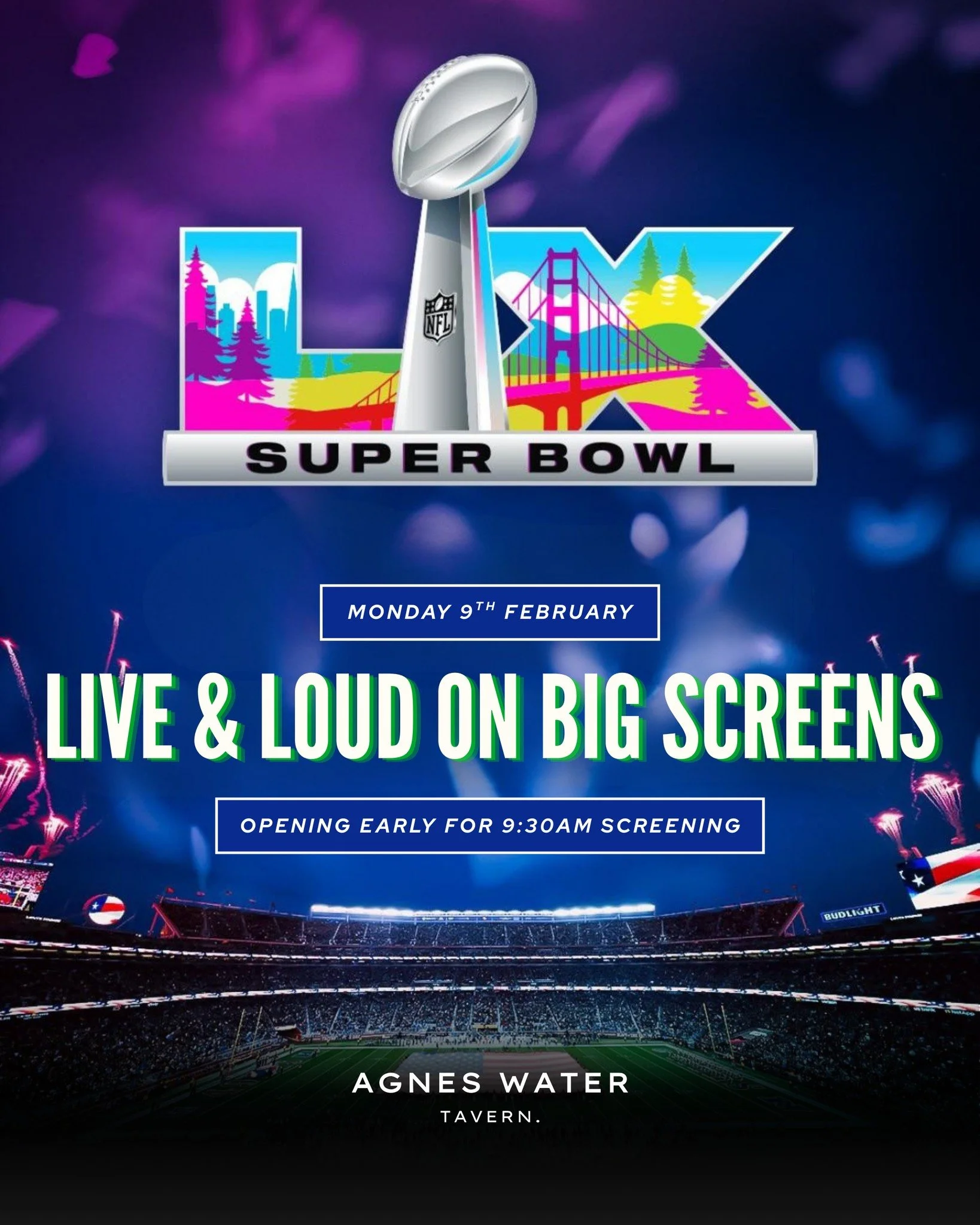 🏈 𝗦𝗨𝗣𝗘𝗥 𝗕𝗢𝗪𝗟 𝟮𝟬𝟮𝟲 - 𝗟𝗜𝗩𝗘 𝗮𝘁 𝗔𝗴𝗻𝗲𝘀 𝗪𝗮𝘁𝗲𝗿 𝗧𝗮𝘃𝗲𝗿𝗻 🏈

🚪 𝘞𝘌&rsquo;𝘙𝘌 𝘖𝘗𝘌𝘕𝘐𝘕𝘎 𝘌𝘈𝘙𝘓𝘠 𝘍𝘖𝘙 𝘛𝘏𝘌 𝘎𝘈𝘔𝘌 &ndash; 𝘋𝘖𝘖𝘙𝘚 𝘖𝘗𝘌𝘕 𝟵:𝟯𝟬𝗔𝗠 🚪

It&rsquo;s the biggest game in American sport and w