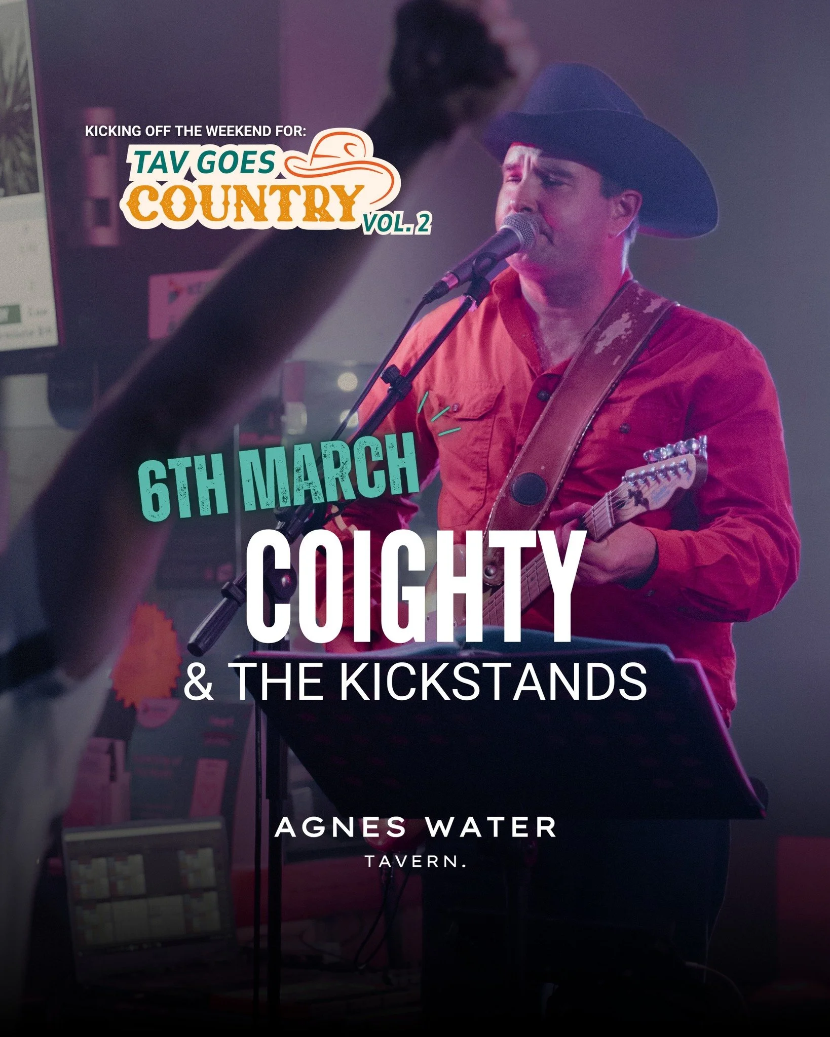 🤠🎸 𝗪𝗘𝗘𝗞𝗘𝗡𝗗 𝗢𝗣𝗘𝗡𝗘𝗥 - 𝗖𝗢𝗜𝗚𝗛𝗧𝗬 &amp; 𝗧𝗛𝗘 𝗞𝗜𝗖𝗞𝗦𝗧𝗔𝗡𝗗𝗦 🎸🤠

Kicking off the 𝗧𝗮𝘃 𝗚𝗼𝗲𝘀 𝗖𝗼𝘂𝗻𝘁𝗿𝘆 𝗩𝗼𝗹. 𝟮 weekend in true country-rock style, @coightymusic  are bringing high-energy tunes and feel-good vibes 