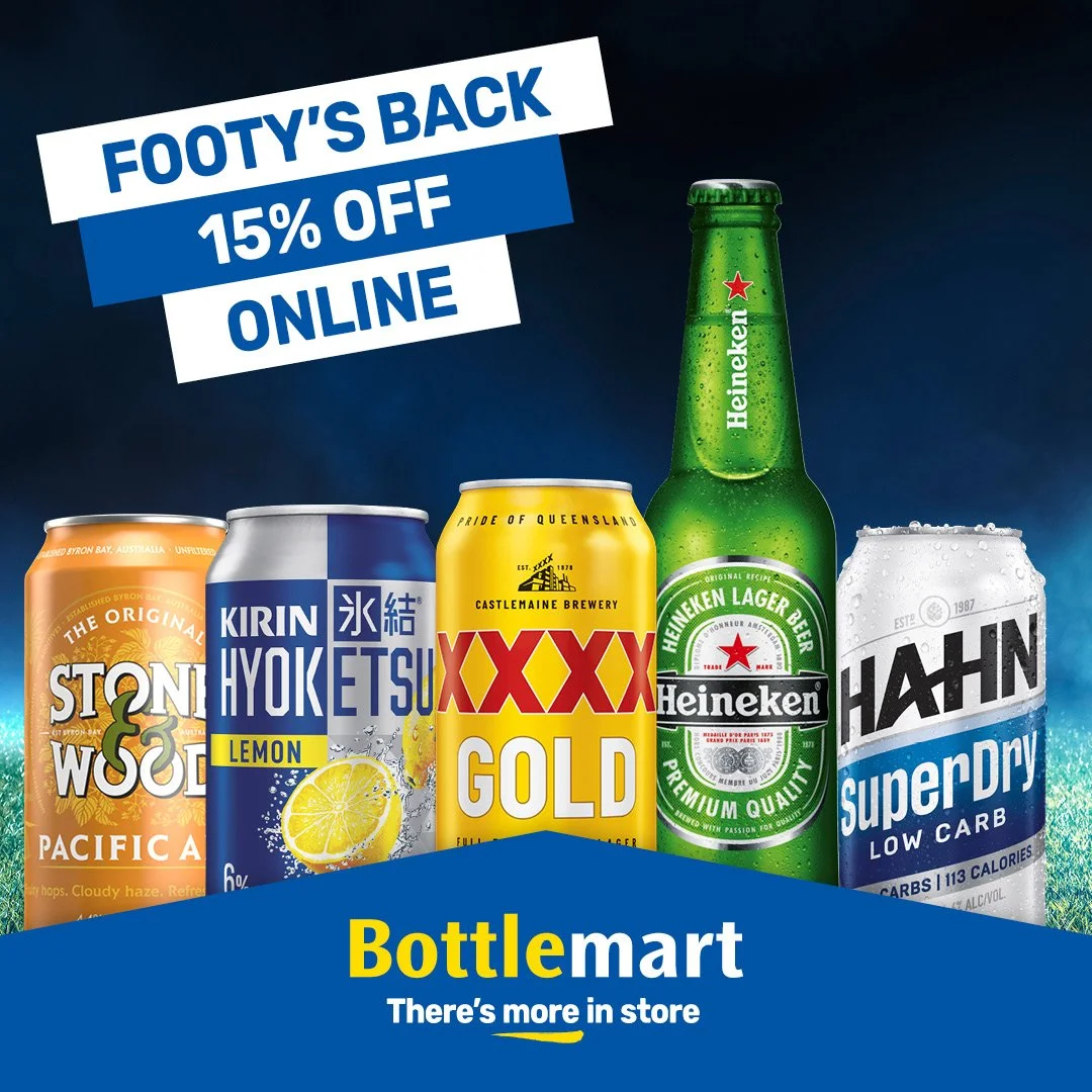 🏉🍻 𝐅𝐎𝐎𝐓𝐘&rsquo;𝐒 𝐁𝐀𝐂𝐊 &ndash; 𝐀𝐍𝐃 𝐒𝐎 𝐈𝐒 𝐓𝐇𝐄 𝐃𝐄𝐀𝐋𝐒! 🍻🏉

To kick off the footy season, we&rsquo;ve teamed up with Lion to bring you a cracking Click &amp; Collect special. Score $𝟭𝟱 𝗼𝗳𝗳 when you spend $100 or more on p