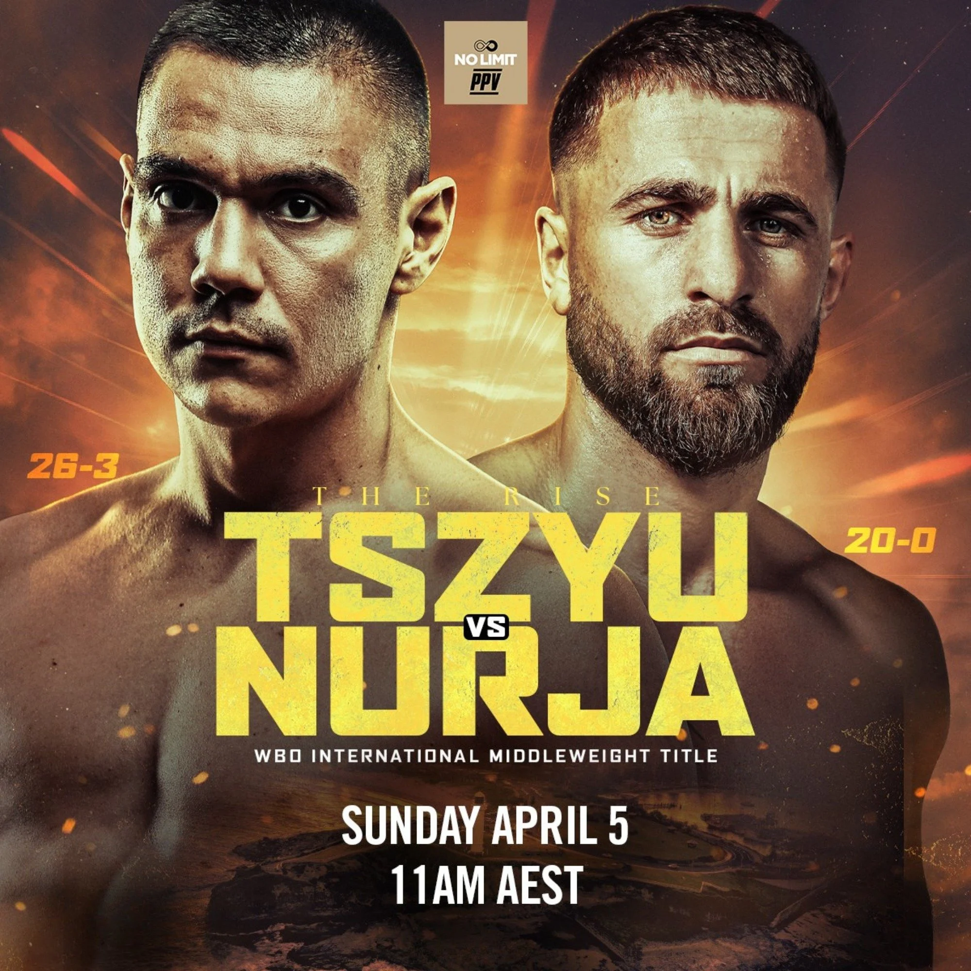 🥊 𝙏𝙞𝙢 𝙏𝙨𝙯𝙮𝙪 𝙫 𝘿𝙚𝙣𝙞𝙨 𝙉𝙪𝙧𝙟𝙖 🥊
WBO International Super Middleweight Title

📅 𝗦𝘂𝗻𝗱𝗮𝘆 𝟱 𝗔𝗽𝗿𝗶𝗹
⏰ 𝗙𝗿𝗼𝗺 𝟭𝟭𝗮𝗺

Catch all the action 𝗟𝗜𝗩𝗘 &amp; 𝗟𝗢𝗨𝗗 with cold drinks, great food and the best atmosphere in town.