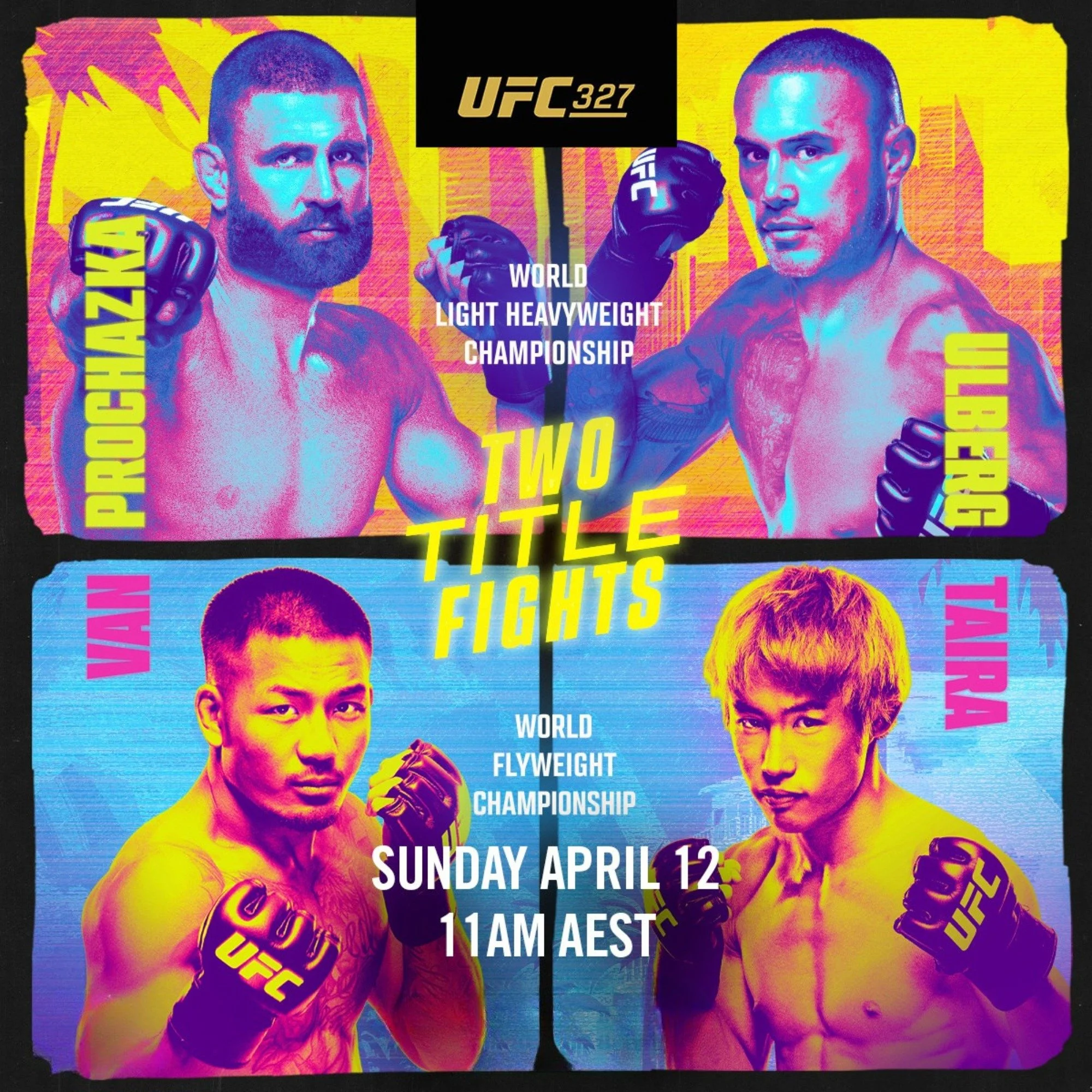 🥊🔥 𝐔𝐅𝐂 𝟑𝟐𝟕 - 𝐋𝐈𝐕𝐄 &amp; 𝐋𝐎𝐔𝐃 𝐀𝐓 𝐓𝐇𝐄 𝐓𝐀𝐕 🔥🥊

𝙅𝙞𝙧𝙞 𝙋𝙧𝙤𝙘𝙝𝙖𝙯𝙠𝙖 𝙫 𝘾𝙖𝙧𝙡𝙤𝙨 𝙐𝙡𝙗𝙚𝙧𝙜
Light Heavyweight Title Bout

This one&rsquo;s going to be huge - don&rsquo;t miss a second of the action live on the big s