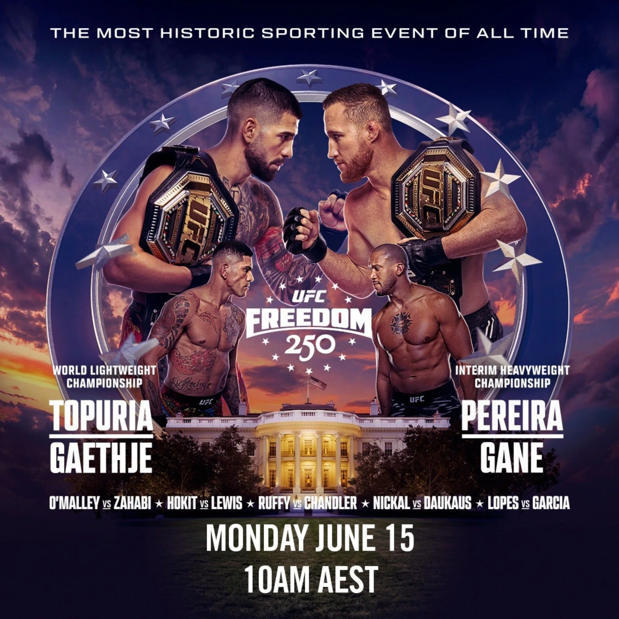 🥊🔥 𝐔𝐅𝐂 𝐅𝐑𝐄𝐄𝐃𝐎𝐌 𝟐𝟓𝟎 - 𝐋𝐈𝐕𝐄 &amp; 𝐋𝐎𝐔𝐃 𝐀𝐓 𝐓𝐇𝐄 𝐓𝐀𝐕 🔥🥊

A historic UFC event is coming your way!

𝗜𝗹𝗶𝗮 𝗧𝗼𝗽𝘂𝗿𝗶𝗮 𝘃 𝗝𝘂𝘀𝘁𝗶𝗻 𝗚𝗮𝗲𝘁𝗵𝗷𝗲
𝘓𝘪𝘨𝘩𝘵𝘸𝘦𝘪𝘨𝘩𝘵 𝘛𝘪𝘵𝘭𝘦 𝘉𝘰𝘶𝘵

📅 𝘿𝙖𝙩𝙚: Monday 15 J