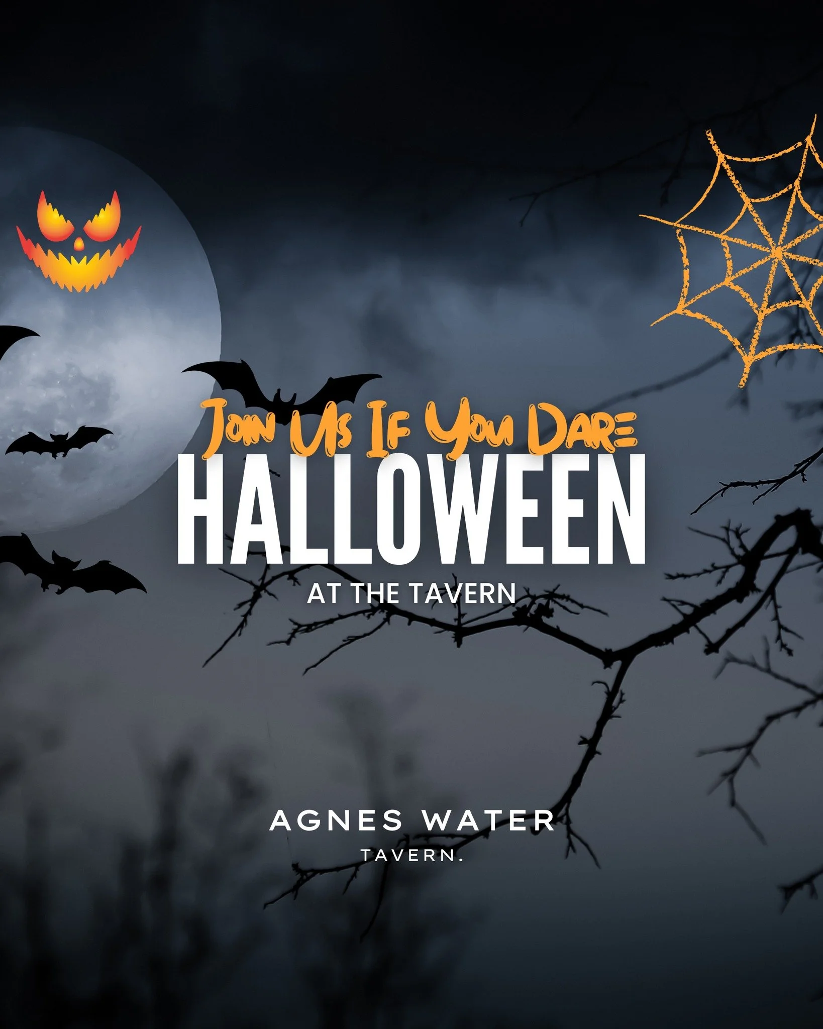 🎃 𝗝𝗢𝗜𝗡 𝗨𝗦 𝗜𝗙 𝗬𝗢𝗨 𝗗𝗔𝗥𝗘! 👻

Halloween is coming to Agnes Water Tavern! Get your costumes ready and gather your favourite ghosts and ghouls for some spooky fun! 🦇

📅 Saturday 31 October

🍬 Treats
🍴 Meal specials
🎨 Kids activities
?