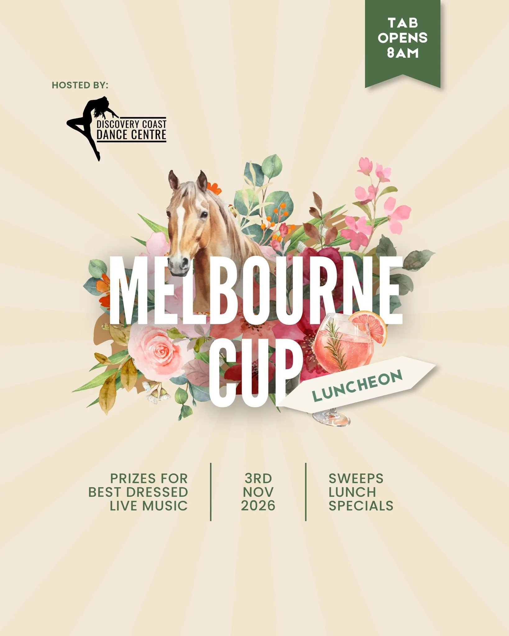🏇 𝐌𝐞𝐥𝐛𝐨𝐮𝐫𝐧𝐞 𝐂𝐮𝐩 𝐃𝐚𝐲 𝐚𝐭 𝐀𝐠𝐧𝐞𝐬 𝐖𝐚𝐭𝐞𝐫 𝐓𝐚𝐯𝐞𝐫𝐧! 🏇

📅 𝗧𝘂𝗲𝘀𝗱𝗮𝘆, 𝟯𝗿𝗱 𝗡𝗼𝘃𝗲𝗺𝗯𝗲𝗿 𝟮𝟬𝟮𝟲

Get your race-day crew together for a day of food, friends and Melbourne Cup excitement at the Tavern! 🥂 Hosted by 