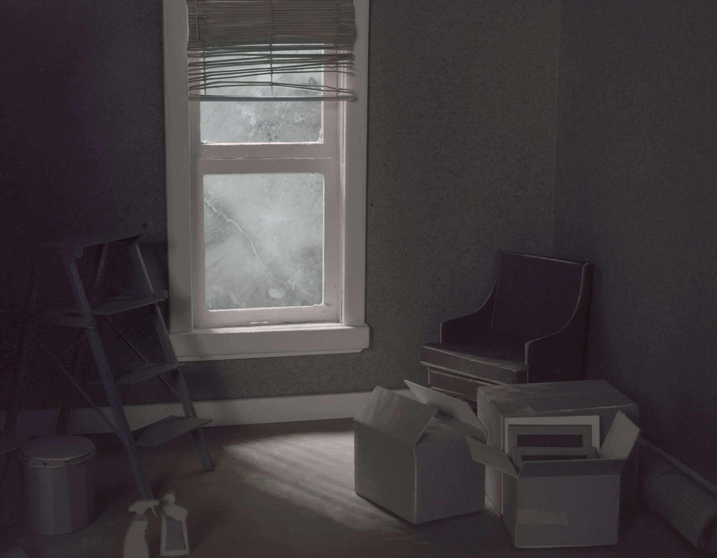 domestic study: climate migration, plywood, rockite, paper, 2025