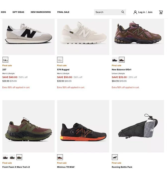 Sale: New Balance Shoes 60% off + Extra 50% off in Cart! 