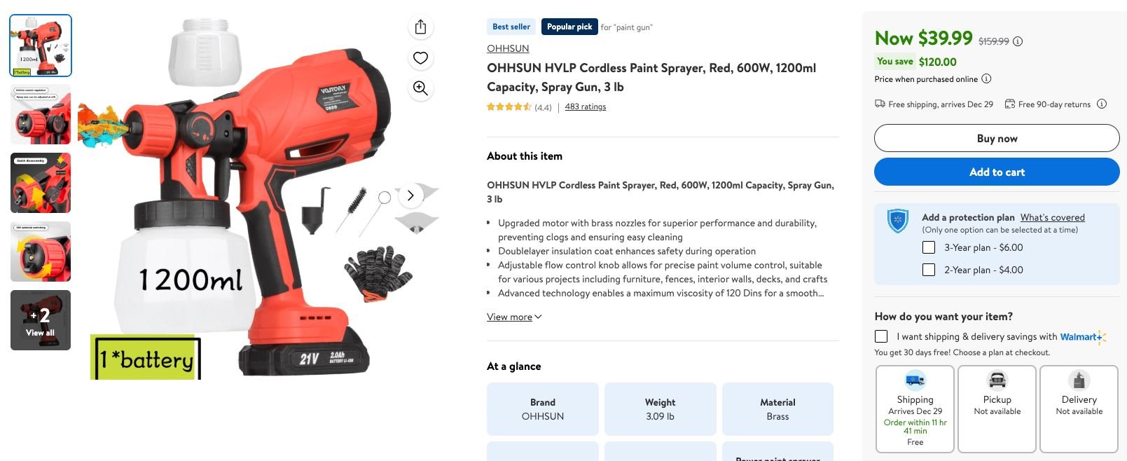 Cordless Paint Sprayer on sale for $40 | Normally retails for $160