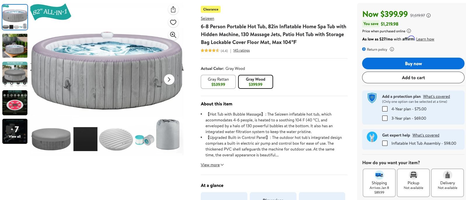 Hotub on Sale: $400 | Retail: $1,620