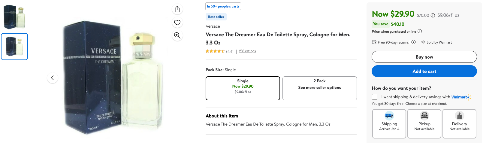 Get Versace The Dreamer for Men on Sale: $29 | Retail $70