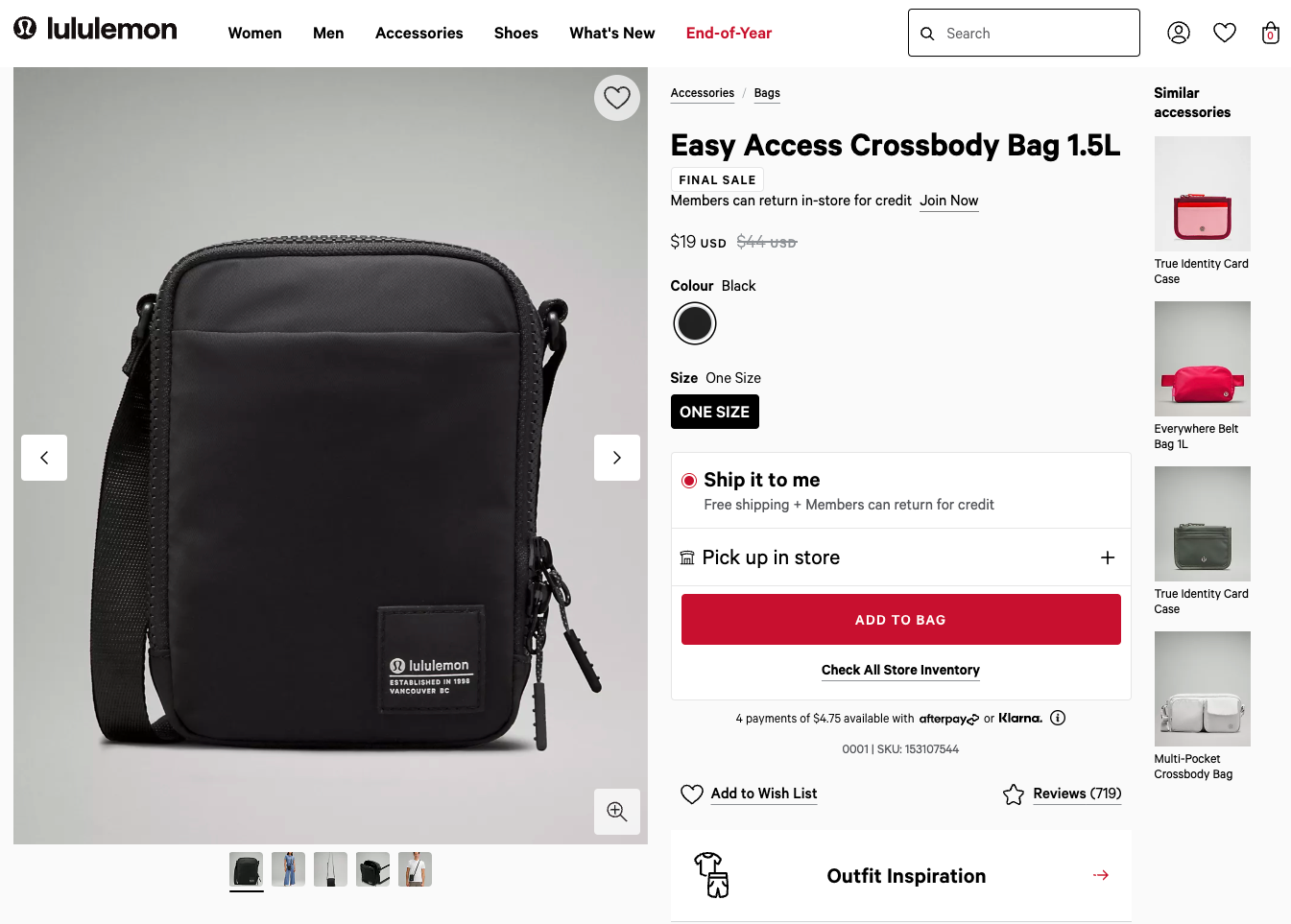 lululemon Crossbody Bag 1.5L on Sale: $19 | Retail: $44