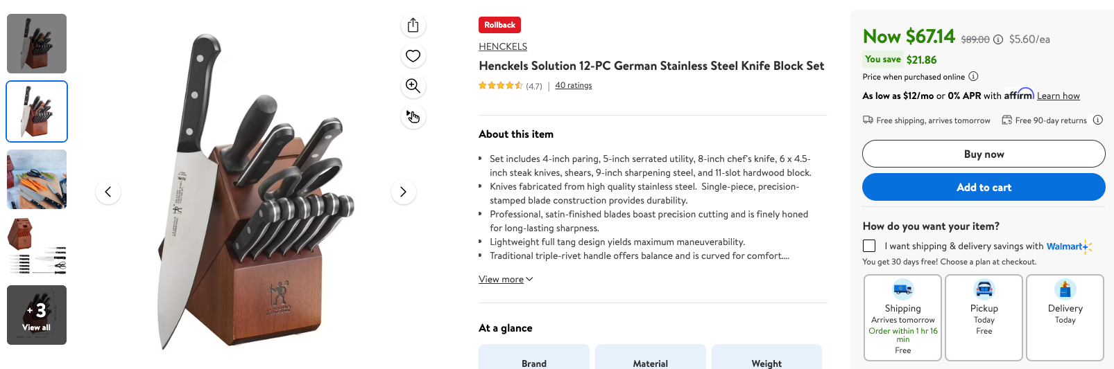 Get your HENCKELS 12-PC Knife Set on Sale: $67 | Retail: $90