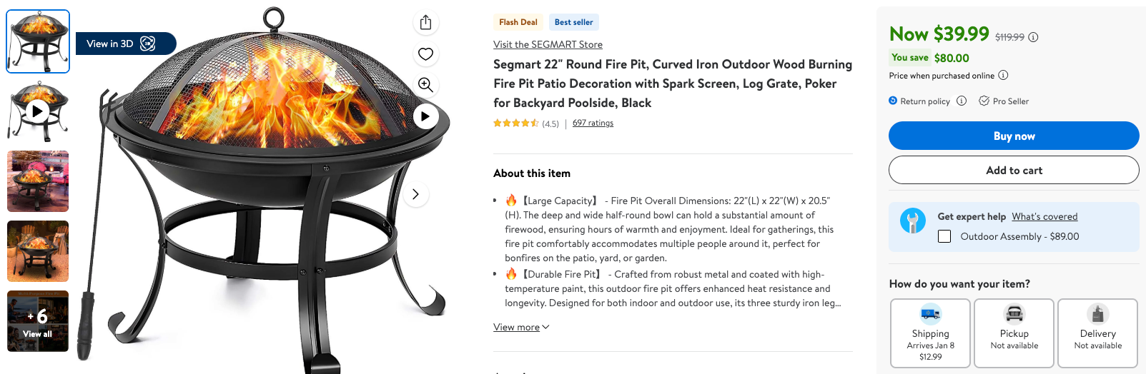 Get your 22" Round Fire Pit on Sale: $40 | Retail: $120