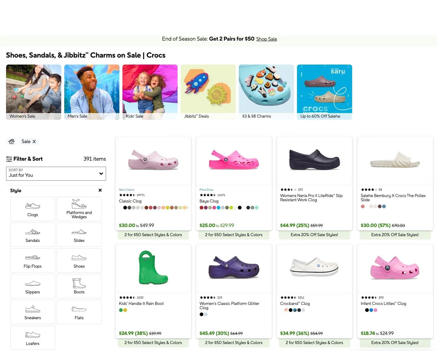 Get your Crocs on Sale: Up to 60% off site wide + an extra 20% off 