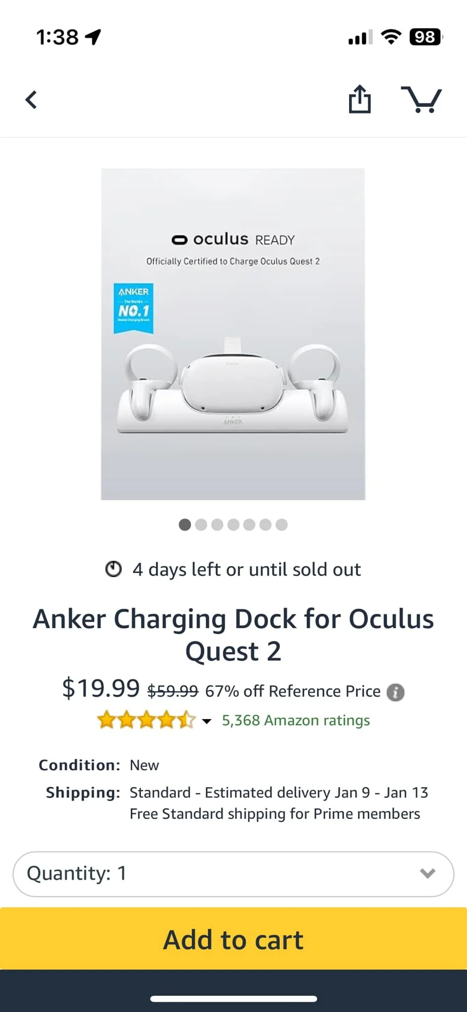 Get your Anker Charging Dock for Oculus Quest 2 on Sale: $20 | Retail: $50