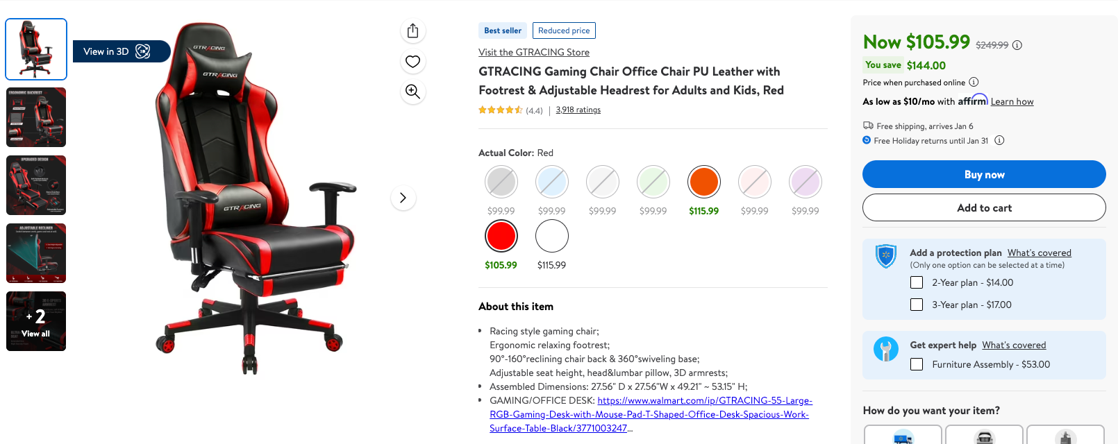Get your Gaming Chair with a Footrest on Sale: $106 | Retail: $250