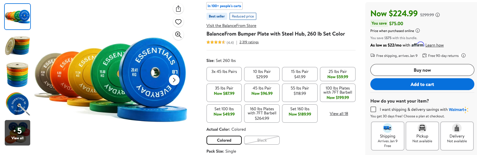 Olympic 260 lb Weight Plate Set on Sale: $225 | Retail: $300