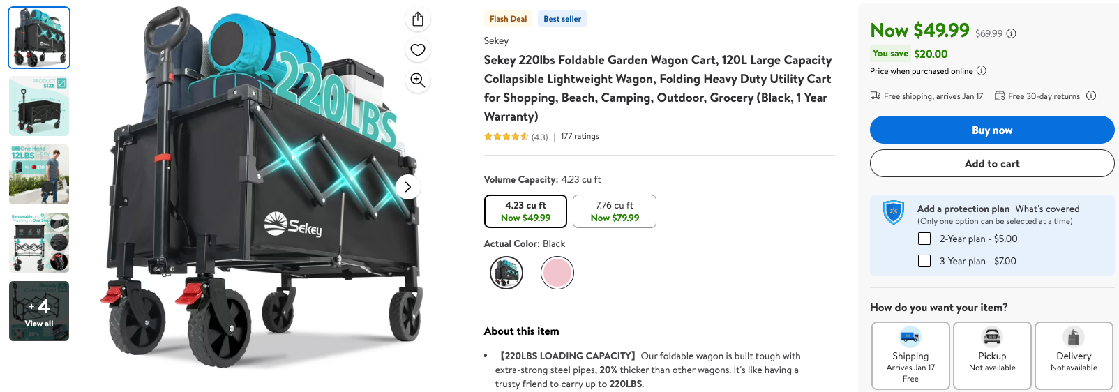 Foldable 120 L Wagon Cart on Sale: $50 | Retail: $70