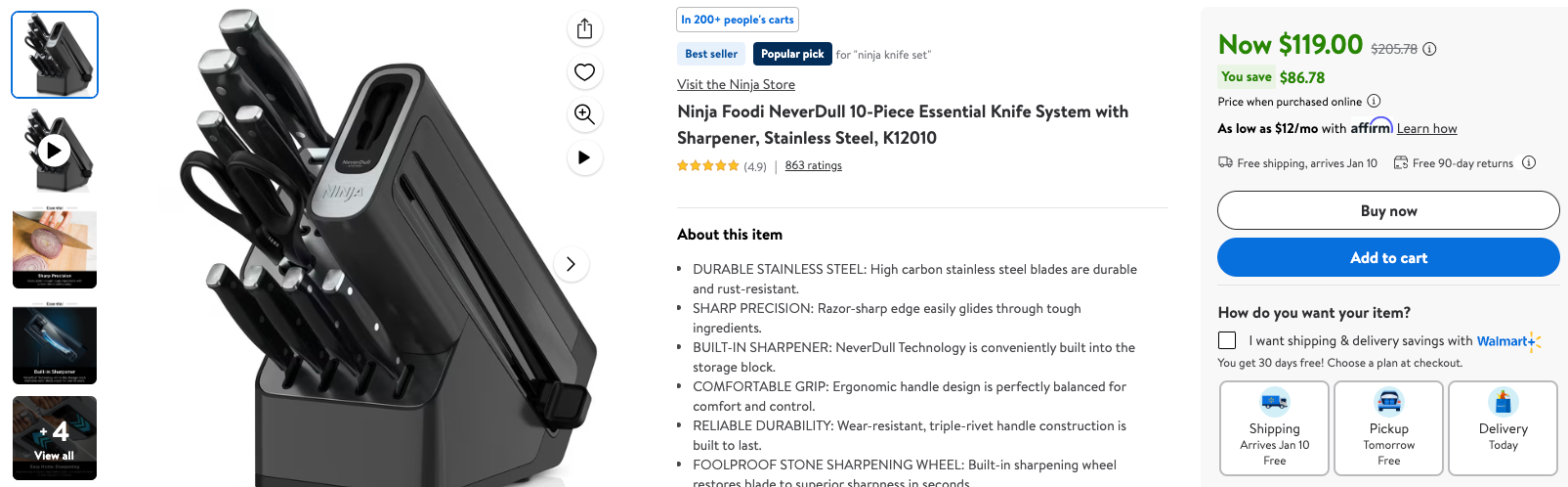 Ninja Foodi NeverDull 10-Piece Knife System w/ Sharpener on Sale: $120 | Retail: $205