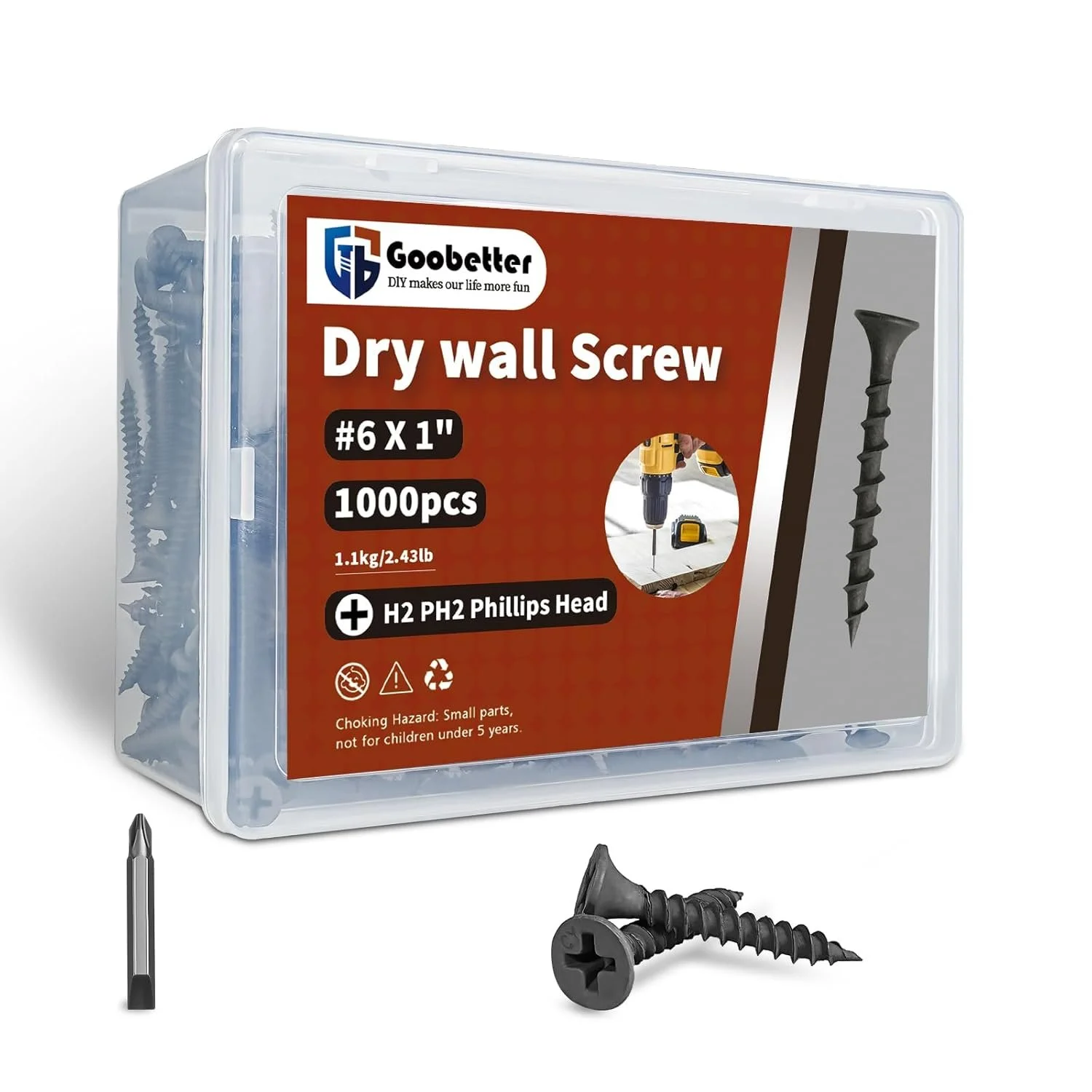 1000pcs #6 x 1 Drywall Screws on Sale: $14 | Retail: $28