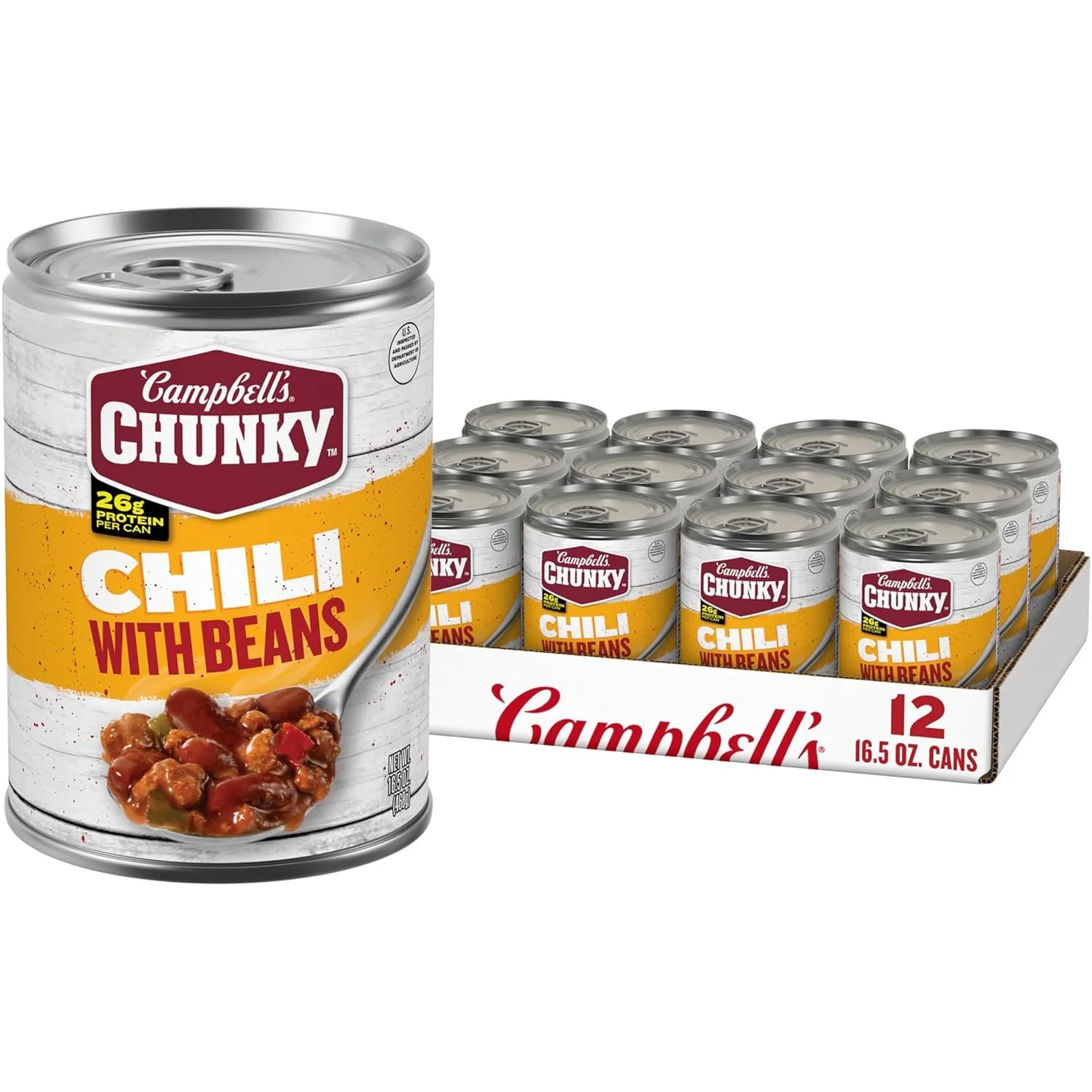 (12 pk) 16.5 oz Cans of Campbell’s Chunky Chili With Beans on Sale: $21.57 | Retail: $29