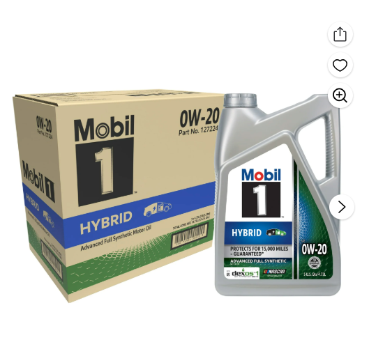 3 pk of Mobil 1 Hybrid 0W-20, Advanced Full Synthetic Motor Oil, 5 Quart on Sale: $29 | Retail: $87