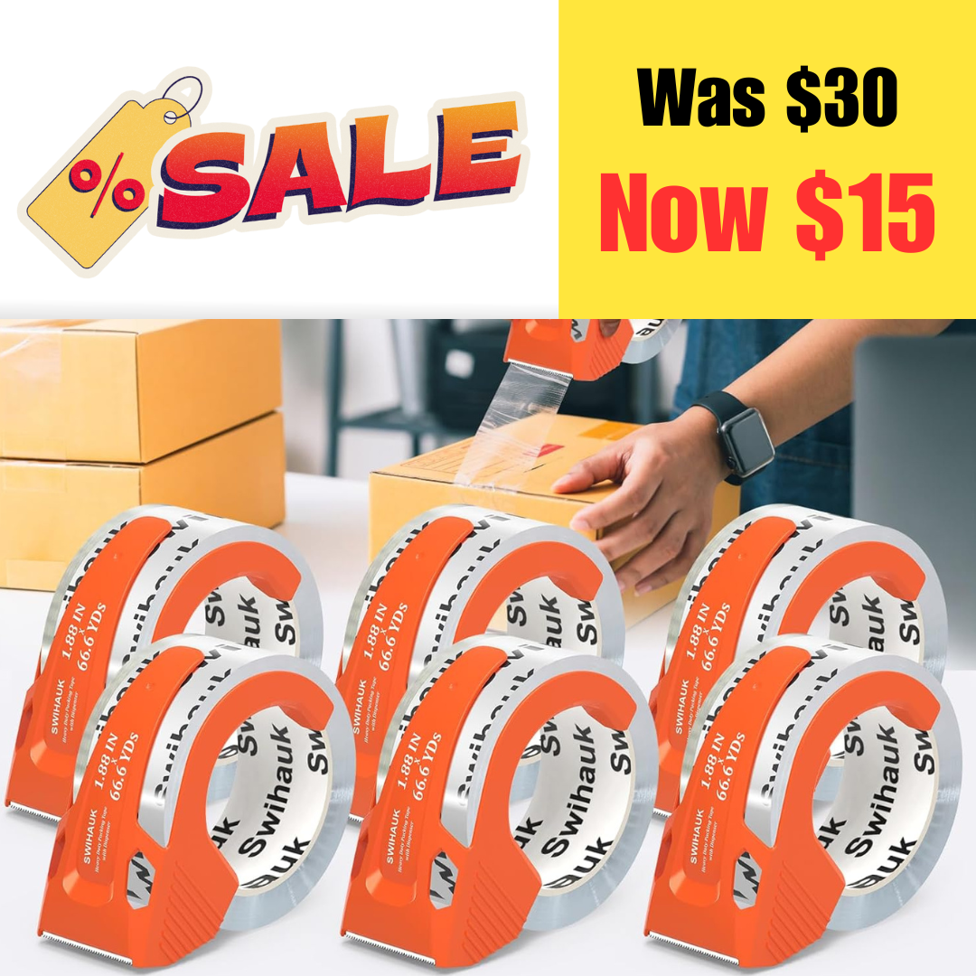 6 pk of Heavy Duty Packing Tape on Sale: $15 | Retail: $30